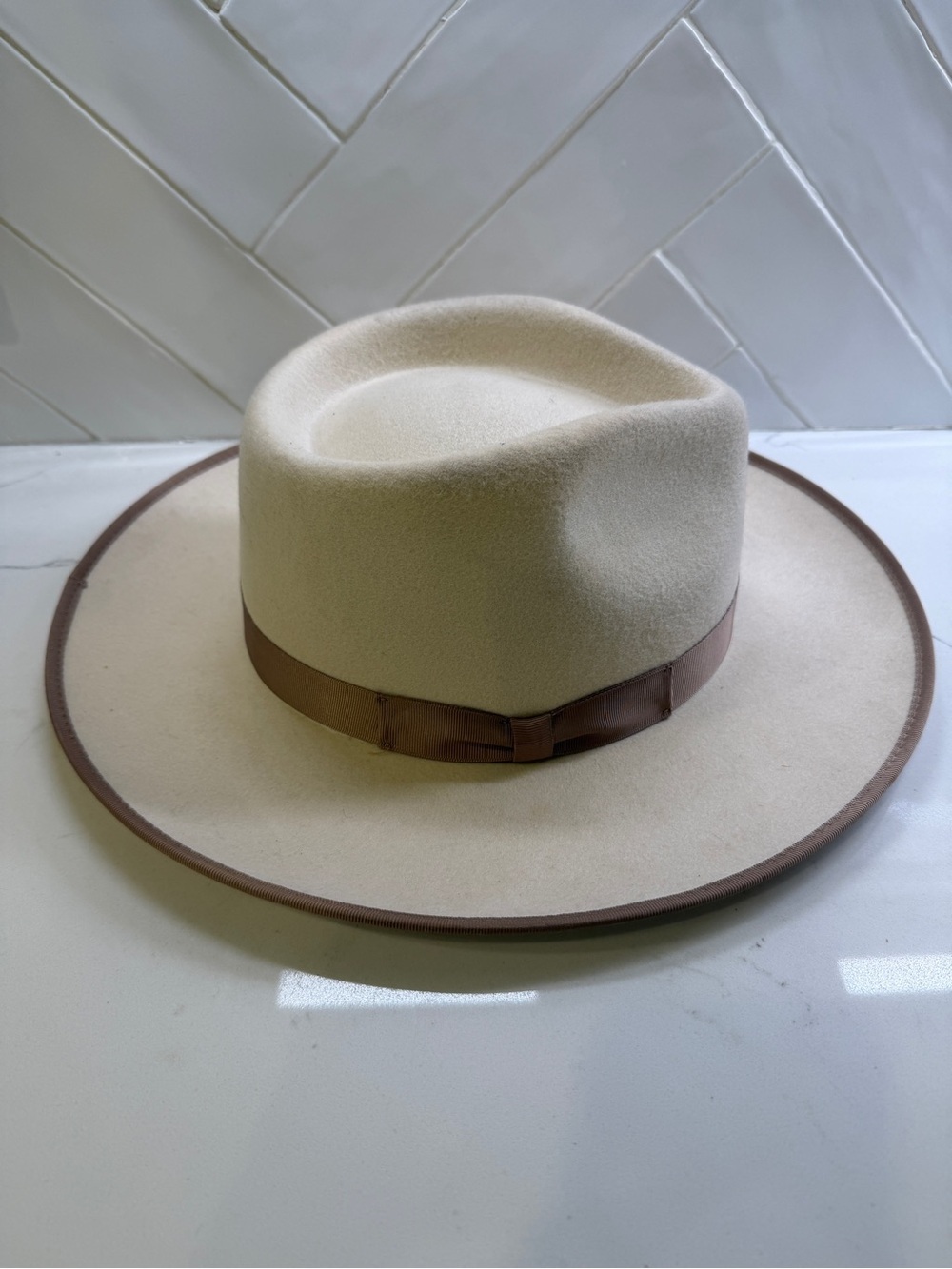 Gigi Pip Monroe Rancher Ivory Wool Fedora Hat Size 59 M/L - Picture 2 of 6